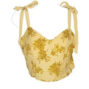 Forever 21 Floral Cropped Top M Smocked Coquette Milkmaid Cottagecore Fairy